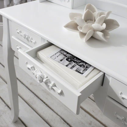 Monaco Dressing Table, Stool & Mirror Set - White Painted - Laura James