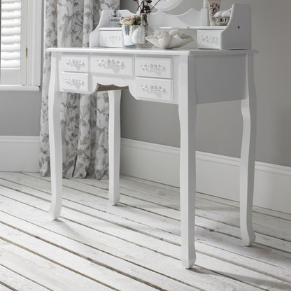 Monaco Dressing Table, Stool & Mirror Set - White Painted - Laura James
