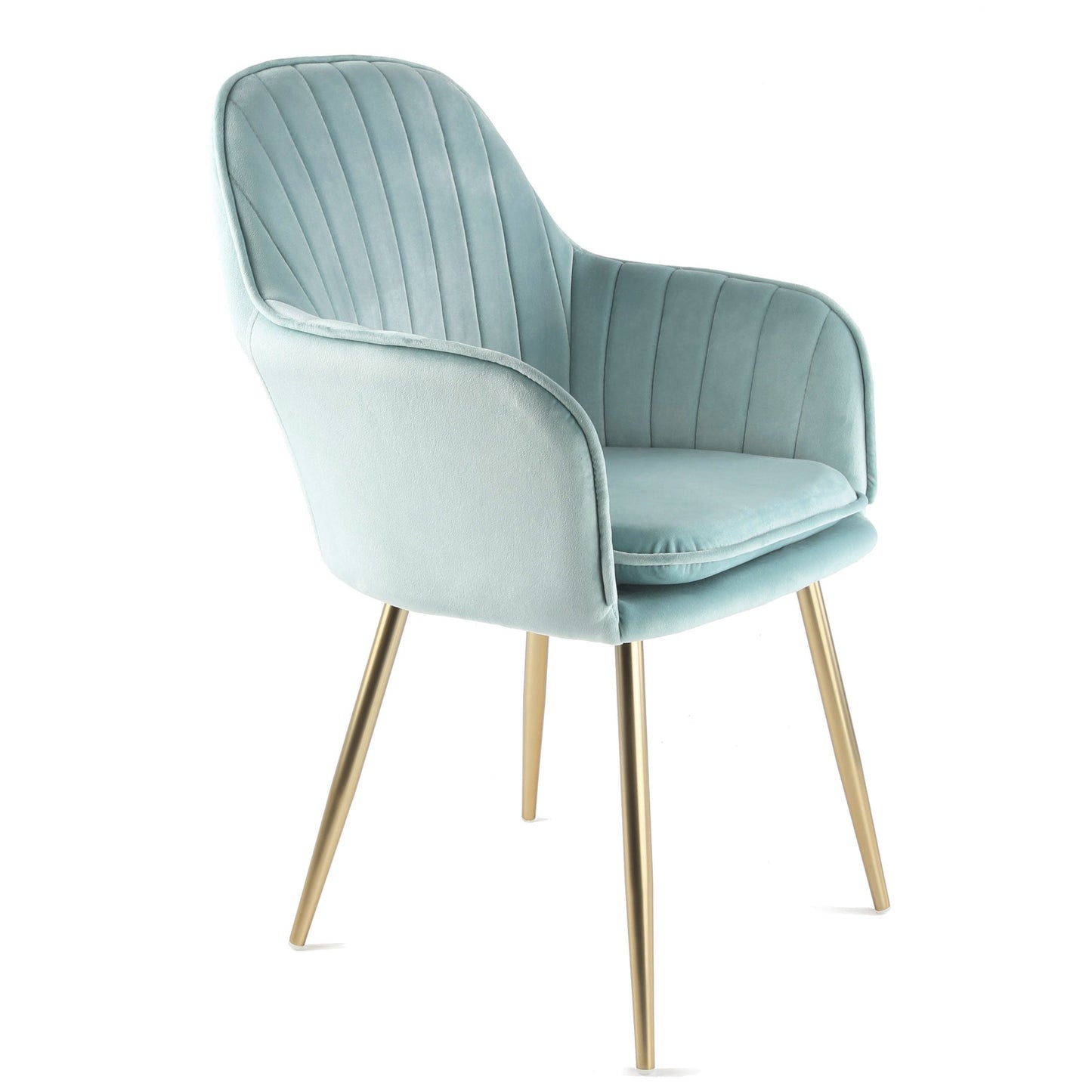 Muse accent chair – light blue with gold legs - Laura James
