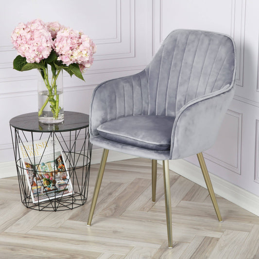 Muse accent chair – grey with gold legs - Laura James