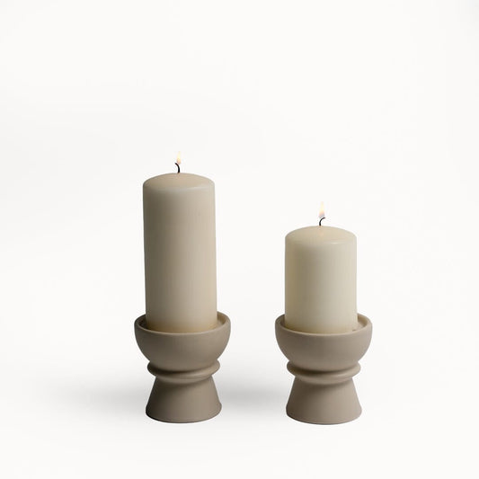 Natural ceramic pillar candle holder - Laura James