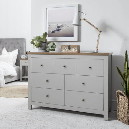 3 Over 4 - Chest of Drawers in Stone Grey - Bampton