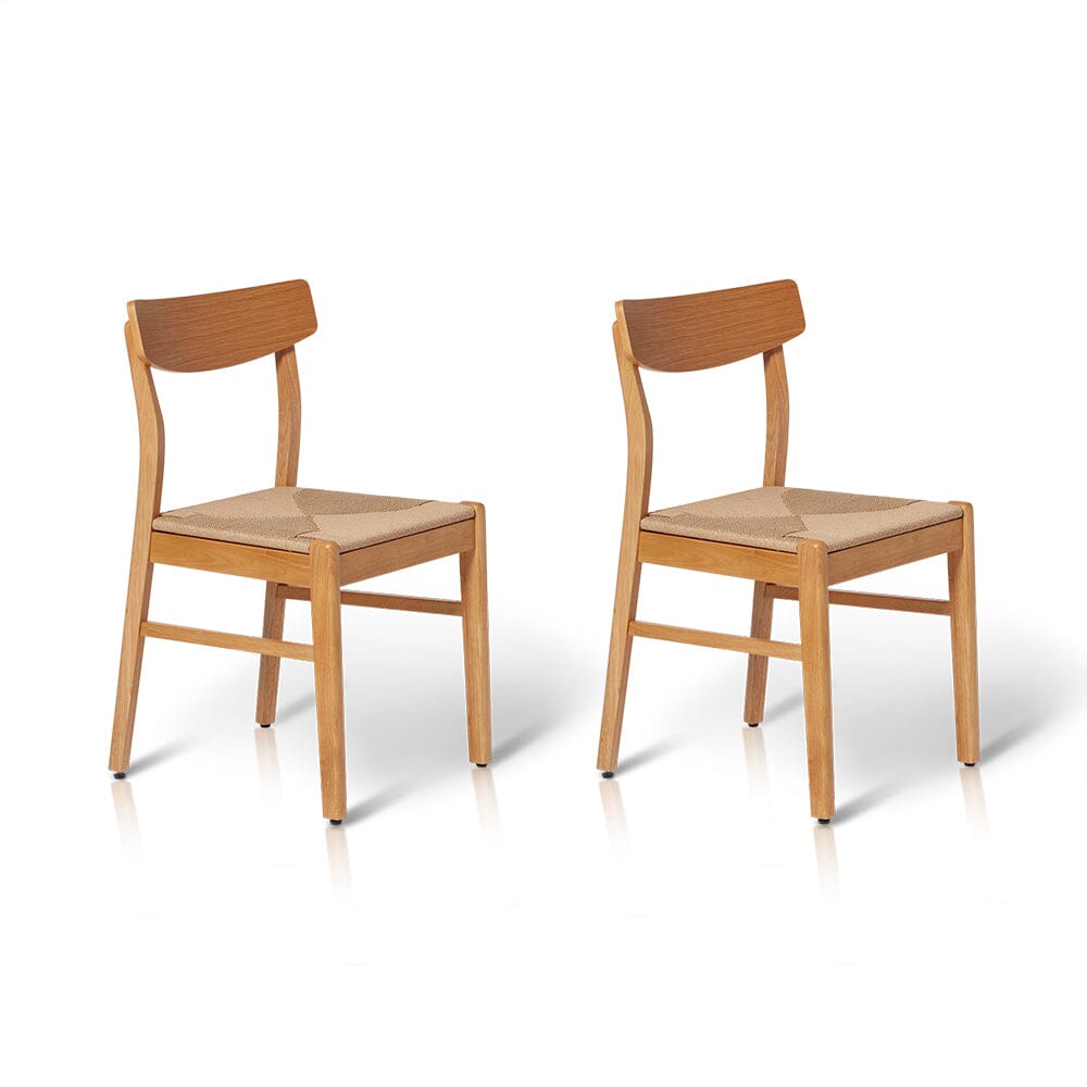 Wooden Woven Chairs Set of 2 - Pale Oak - Laura James