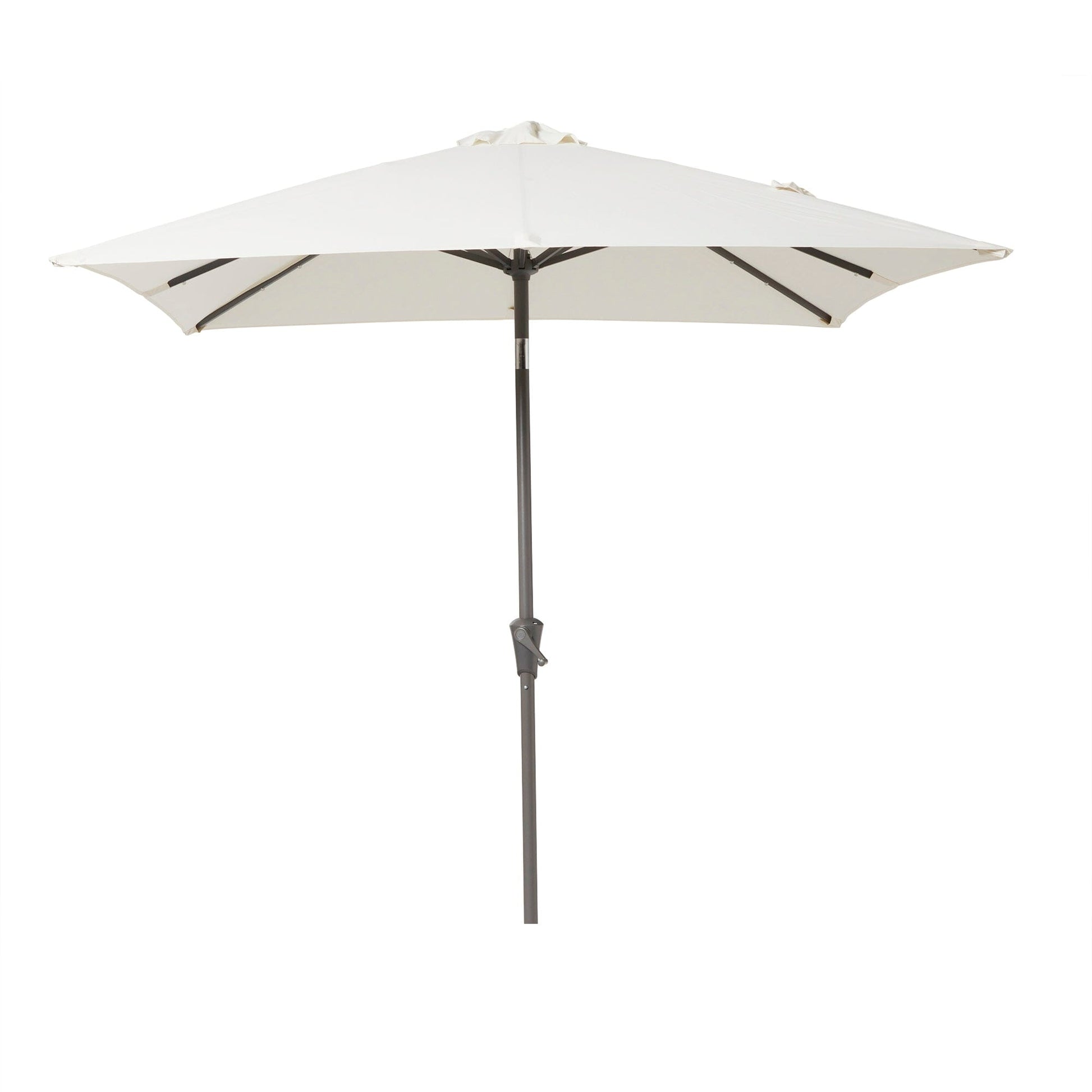 Cube 8 Natural Brown Garden Dining Set with LED Cream Parasol - Laura James