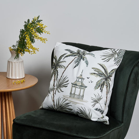 Palm Tree Printed Cotton Cushion Cover