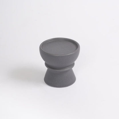 Ackton 9cm Ceramic Pillar Candle Holder - Set of 2 - Grey