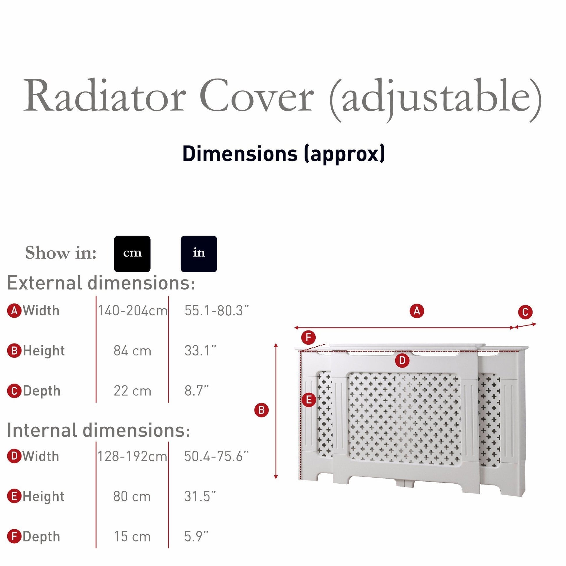White Radiator Cover - Adjustable - Laura James