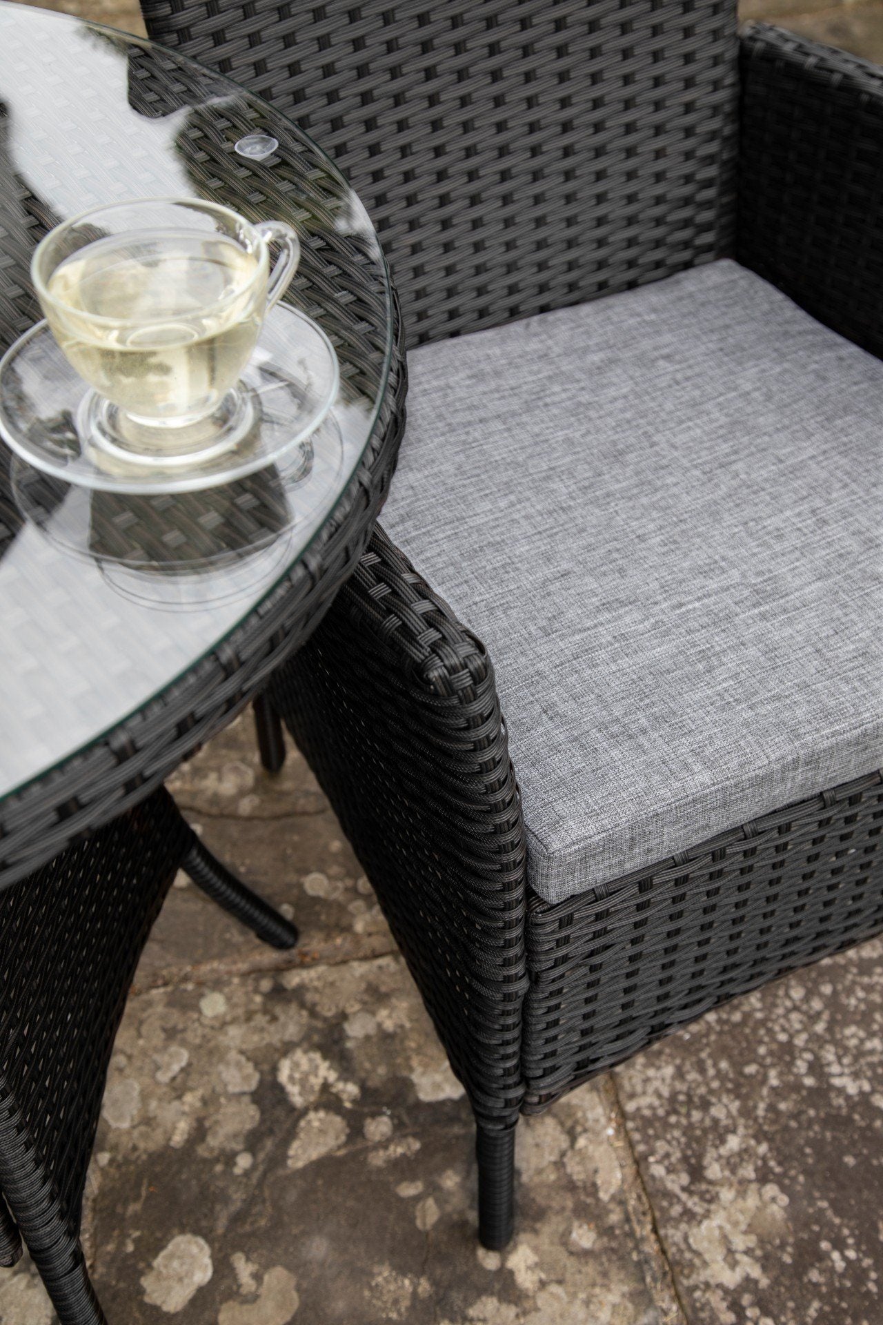 2 Seater Rattan Bistro Dining Set in Black - Garden Furniture - Laura James