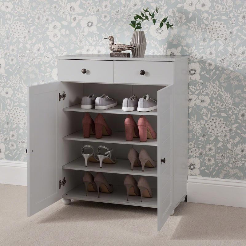 Grey Shoe Storage Cabinet Storage Cupboard Wooden - Laura James