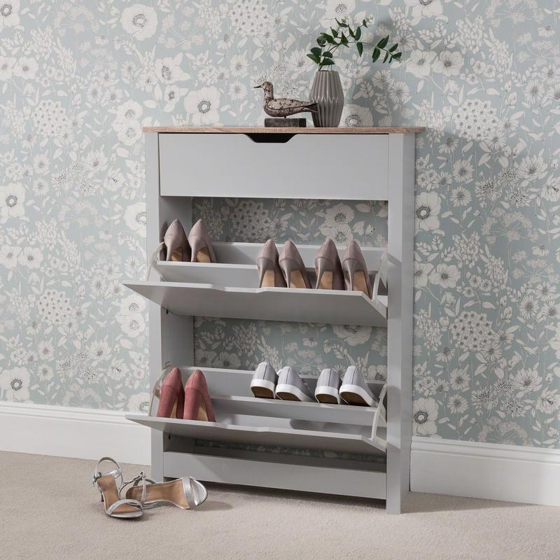 Iliana Shoe Cabinet - 2 Door - Charcoal Grey - Laura James