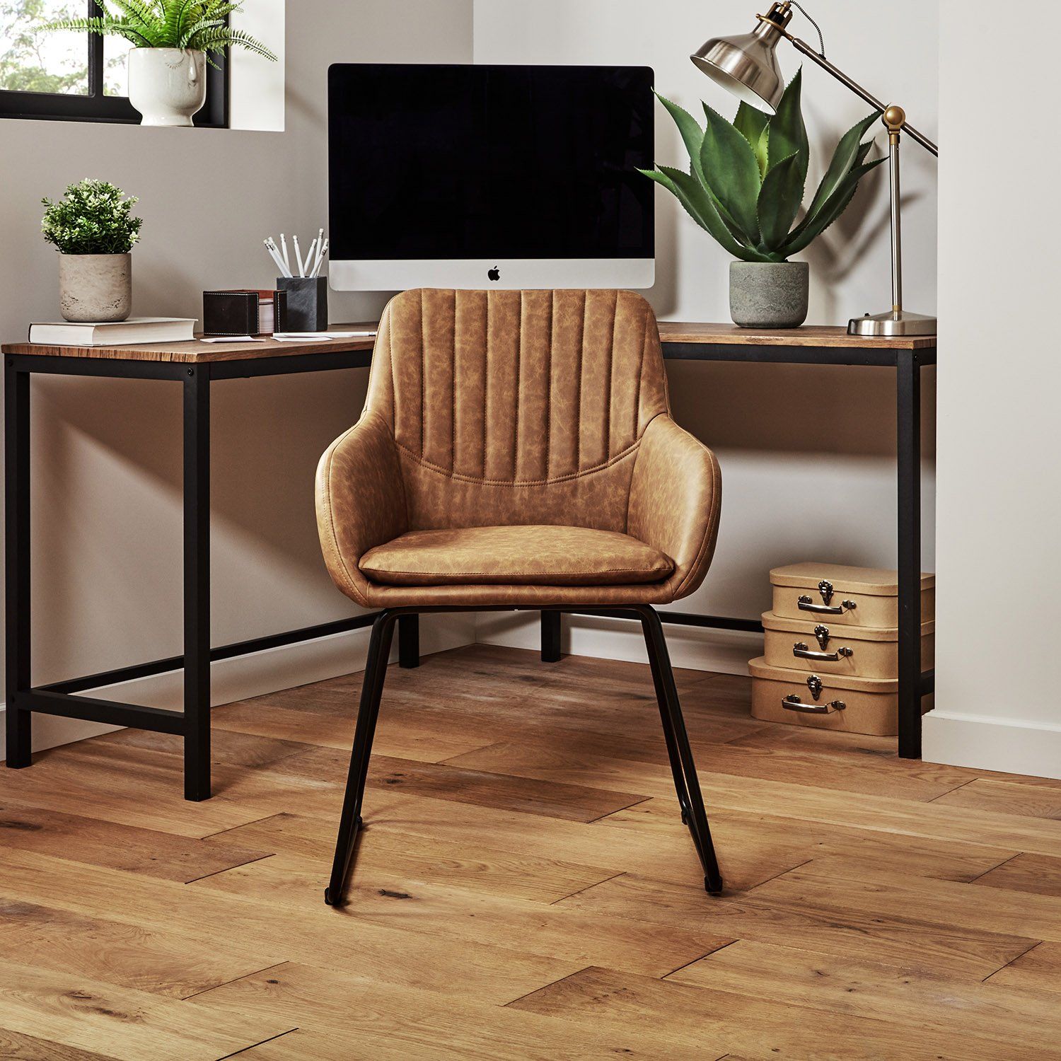 Sheffield office chair – tan – faux leather - Laura James