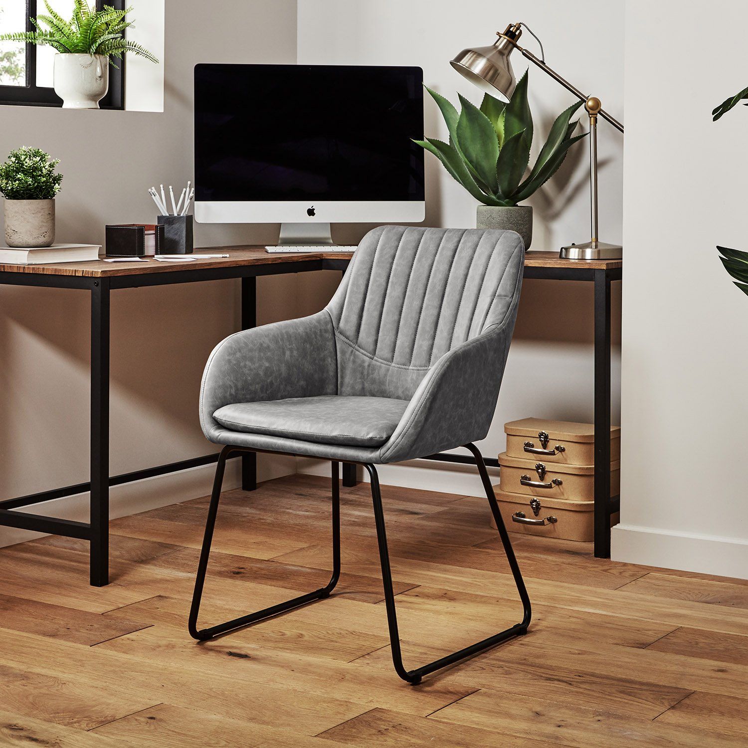 Sheffield office chair – grey – faux leather - Laura James