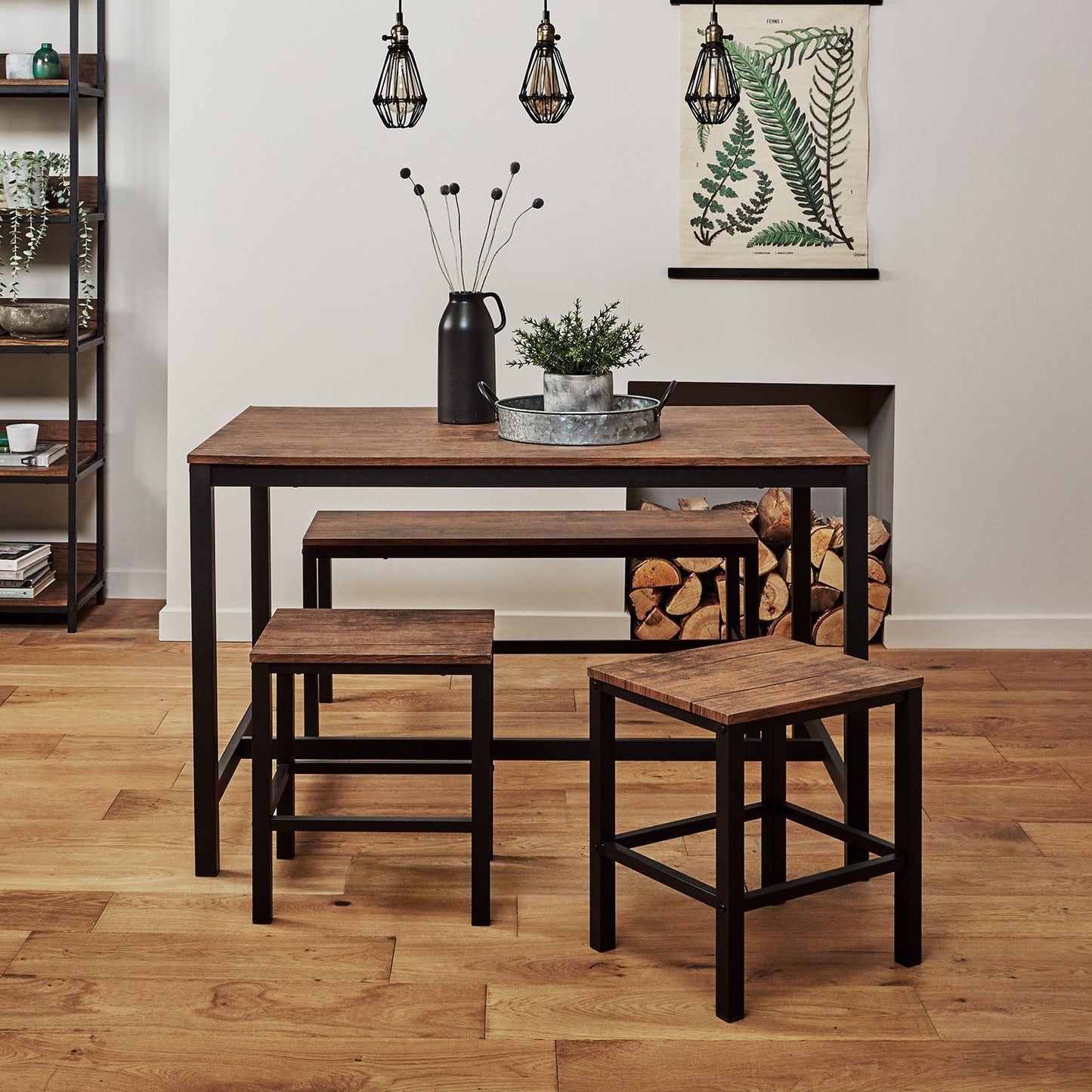 Sheffield dining table set – 4 seater – dining bench and 2 stools - Laura James
