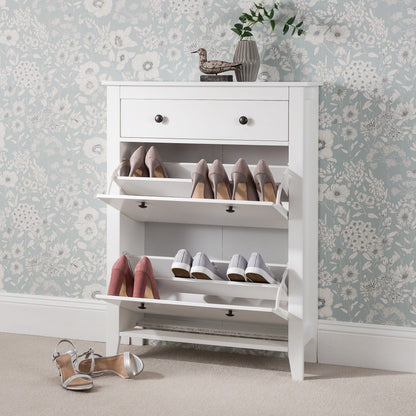 White Shoe Cabinet Storage Cupboard Wooden - Laura James