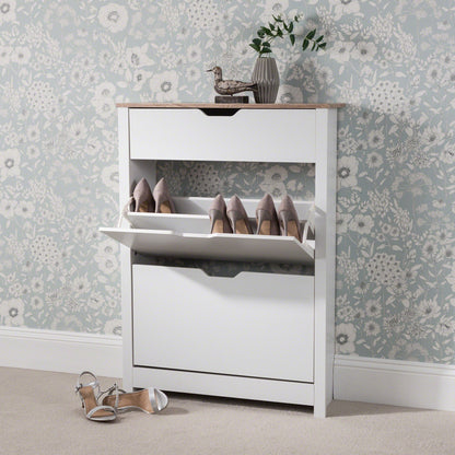 Shoe Cabinet Storage Wooden White - Laura James