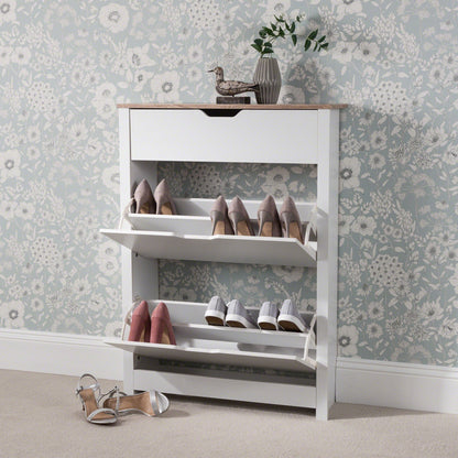 Shoe Cabinet Storage Wooden White - Laura James