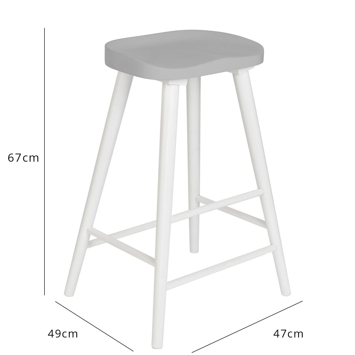 Silvester bar stool - white frame with grey top - Laura James