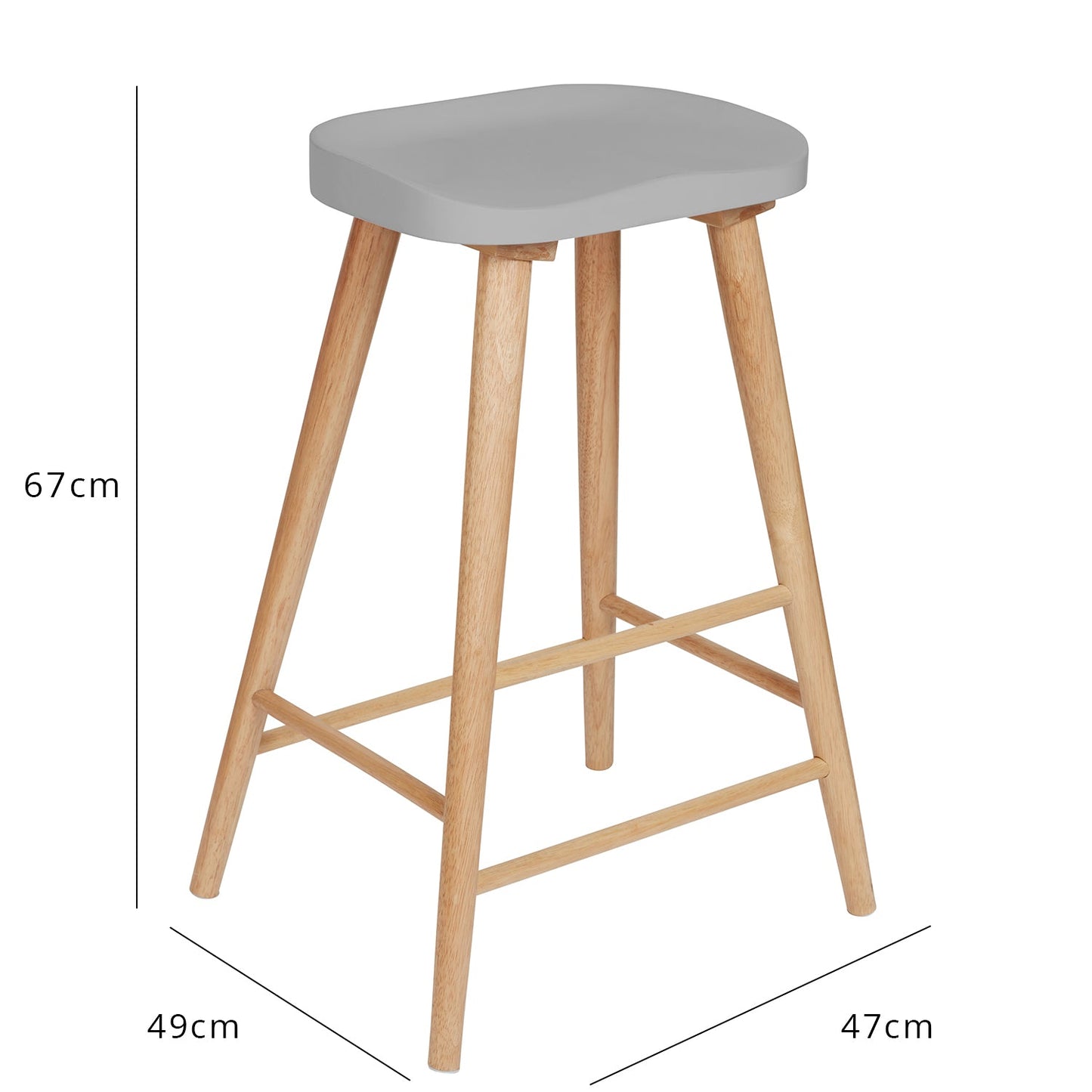 Silvester bar stool - natural frame with grey top - Laura James