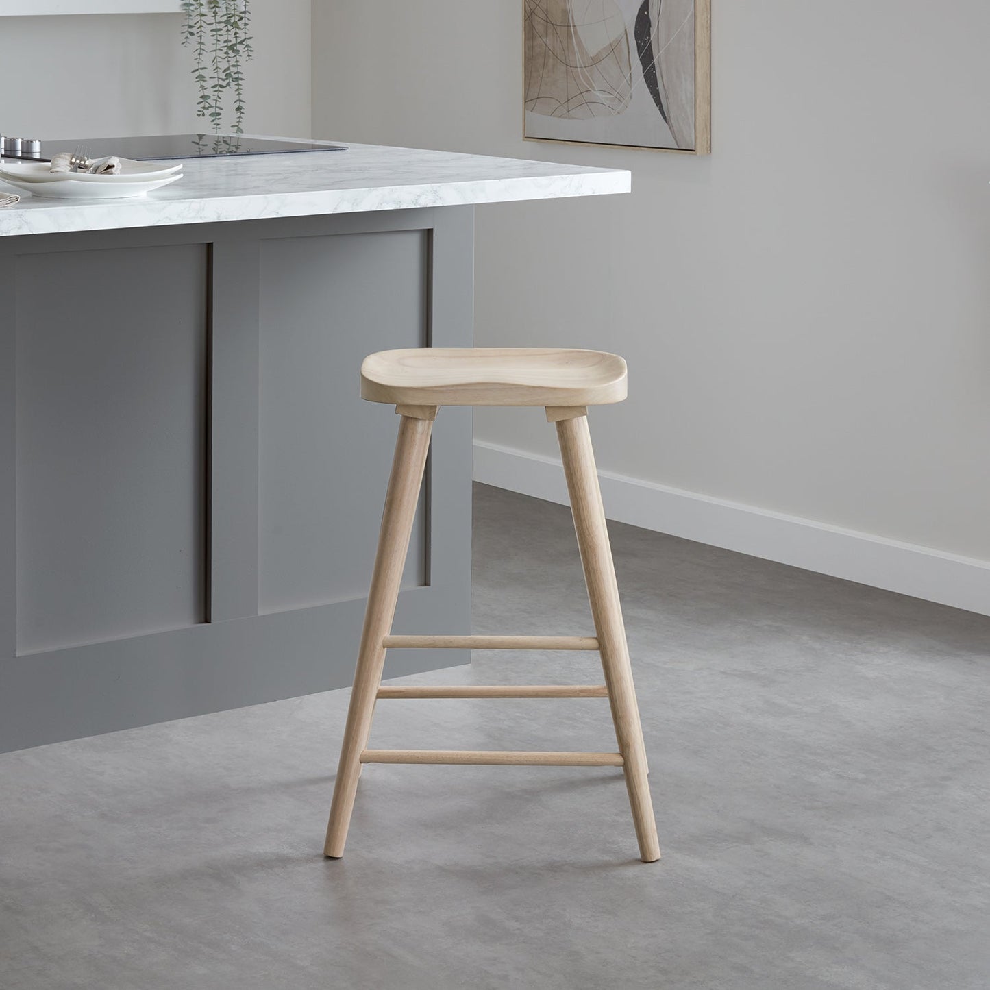 Silvester bar stool - whitewash finish - Laura James
