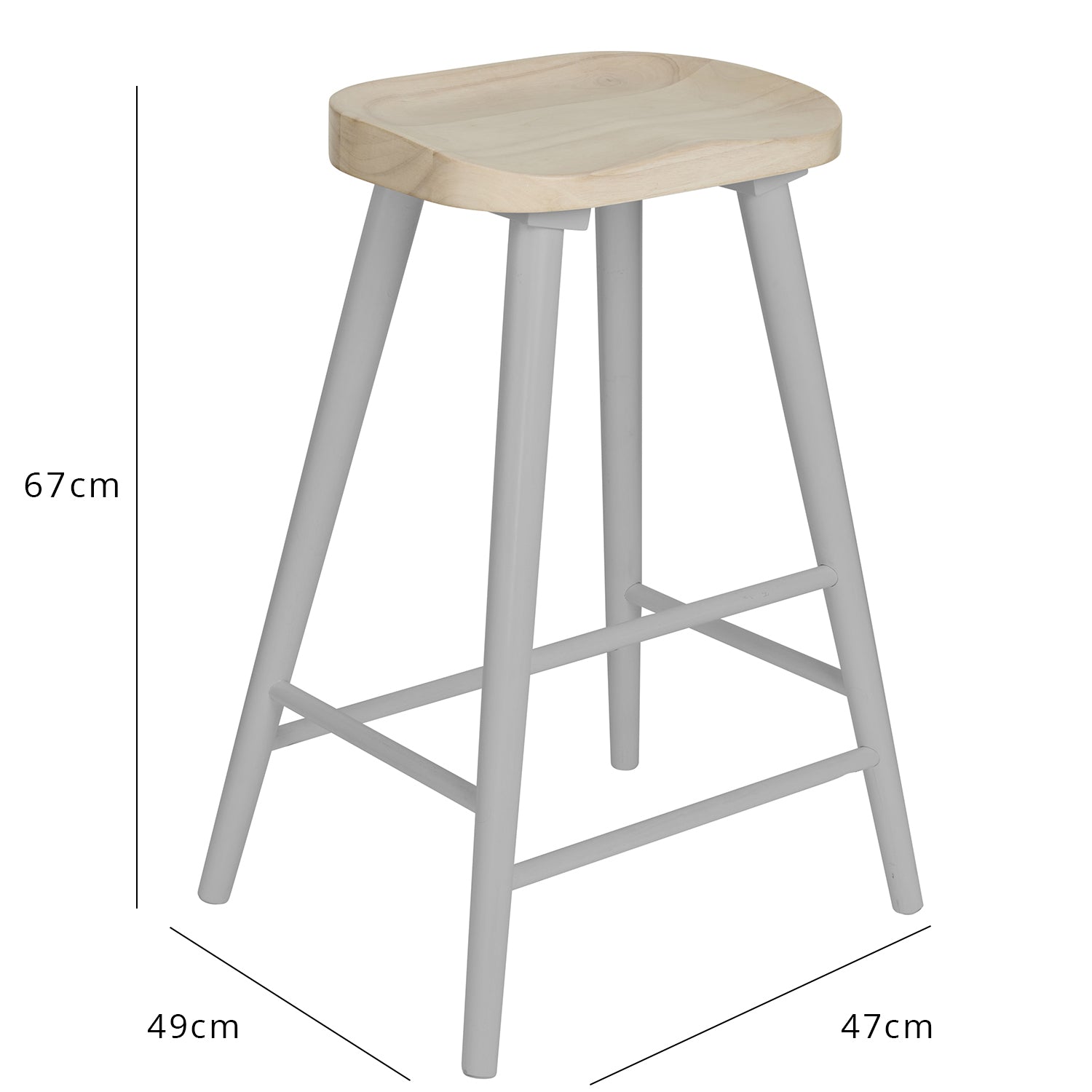 Silvester bar stool - grey frame with whitewash top - Laura James