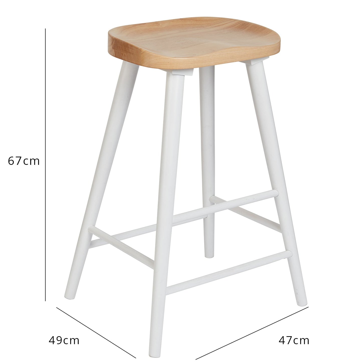Silvester bar stool - white frame with natural top