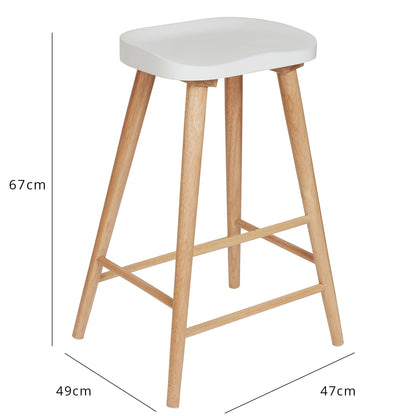Silvester bar stool - natural frame with white top - Laura James