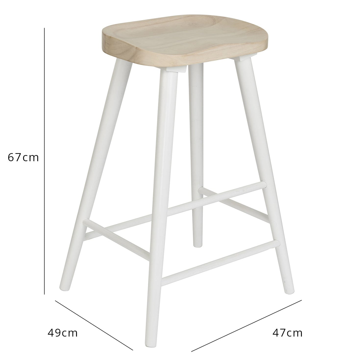 Silvester bar stool - white frame with whitewash top