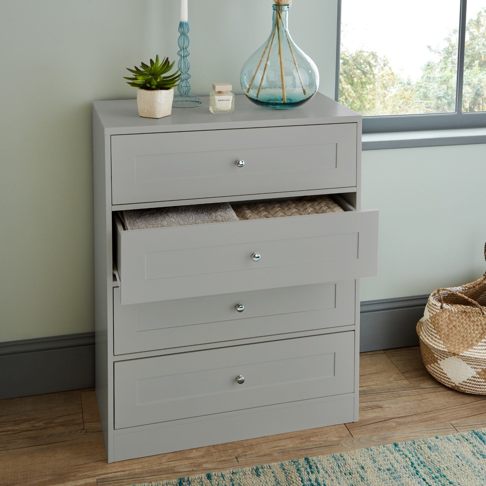 Stevie 4 Drawer Chest of Drawers Grey - Laura James