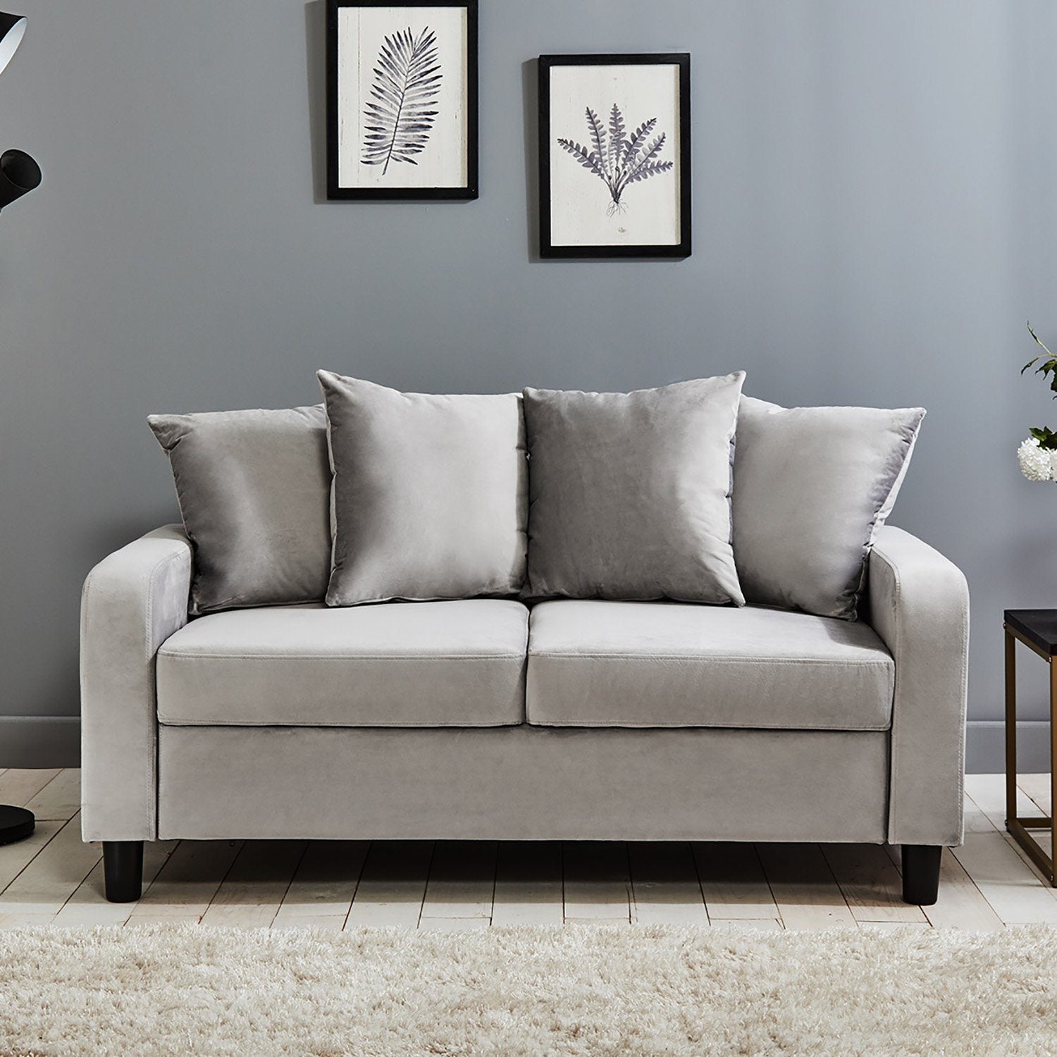 Tracy 2 seater sofa - grey velvet - Laura James