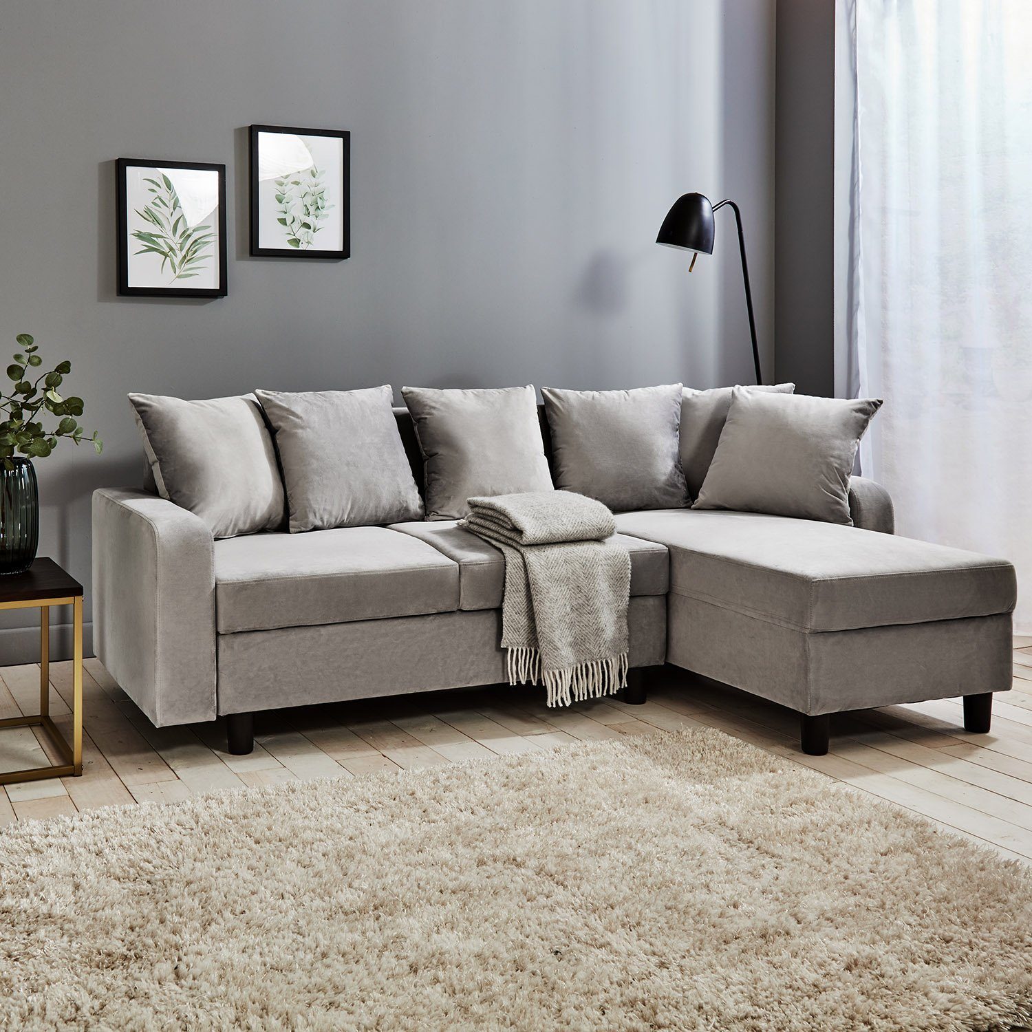 Tracy corner sofa - grey velvet - Laura James