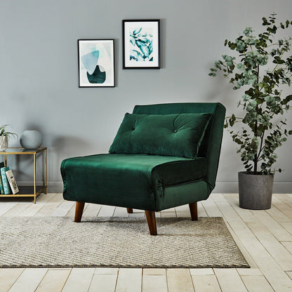 Una single sofa bed - green - velvet - Laura James