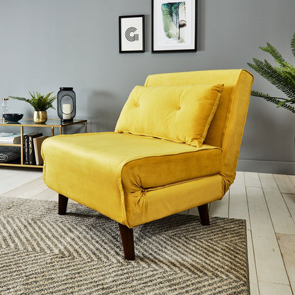 Una single sofa bed - yellow - velvet - Laura James