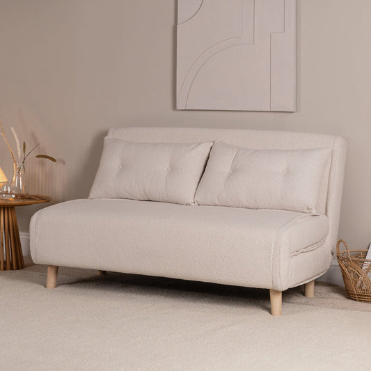 Una Double Teddy Sprung Sofa Bed - Warm White - Laura James