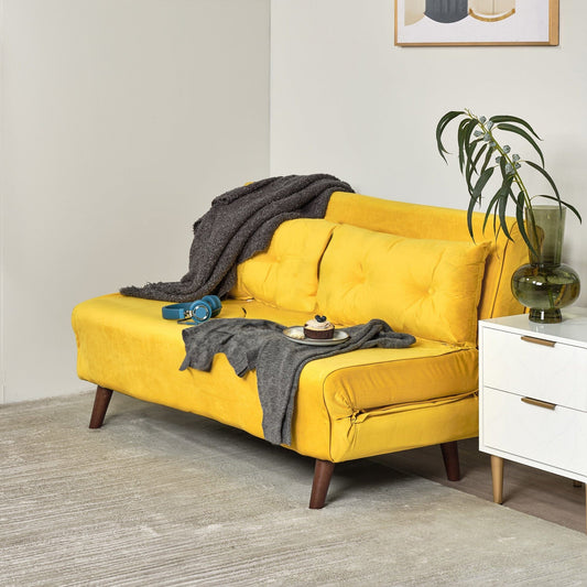 Una double sofa bed - yellow - velvet