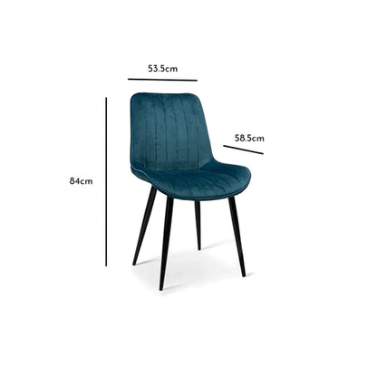 Atlas Glass Table - 6 Seater - Bella Teal Dining Chairs with Black Legs