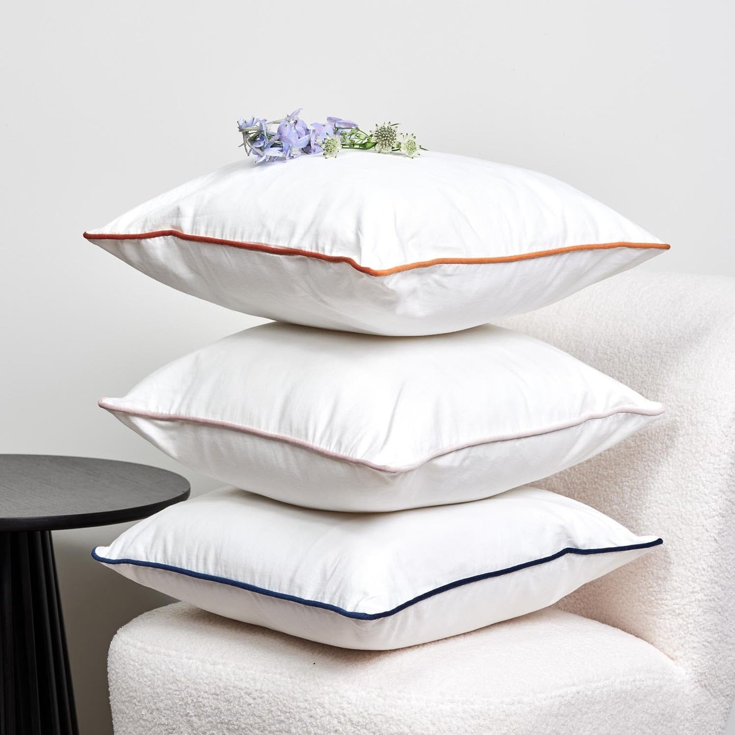 Cotton cushion covers with velvet trim - Laura James