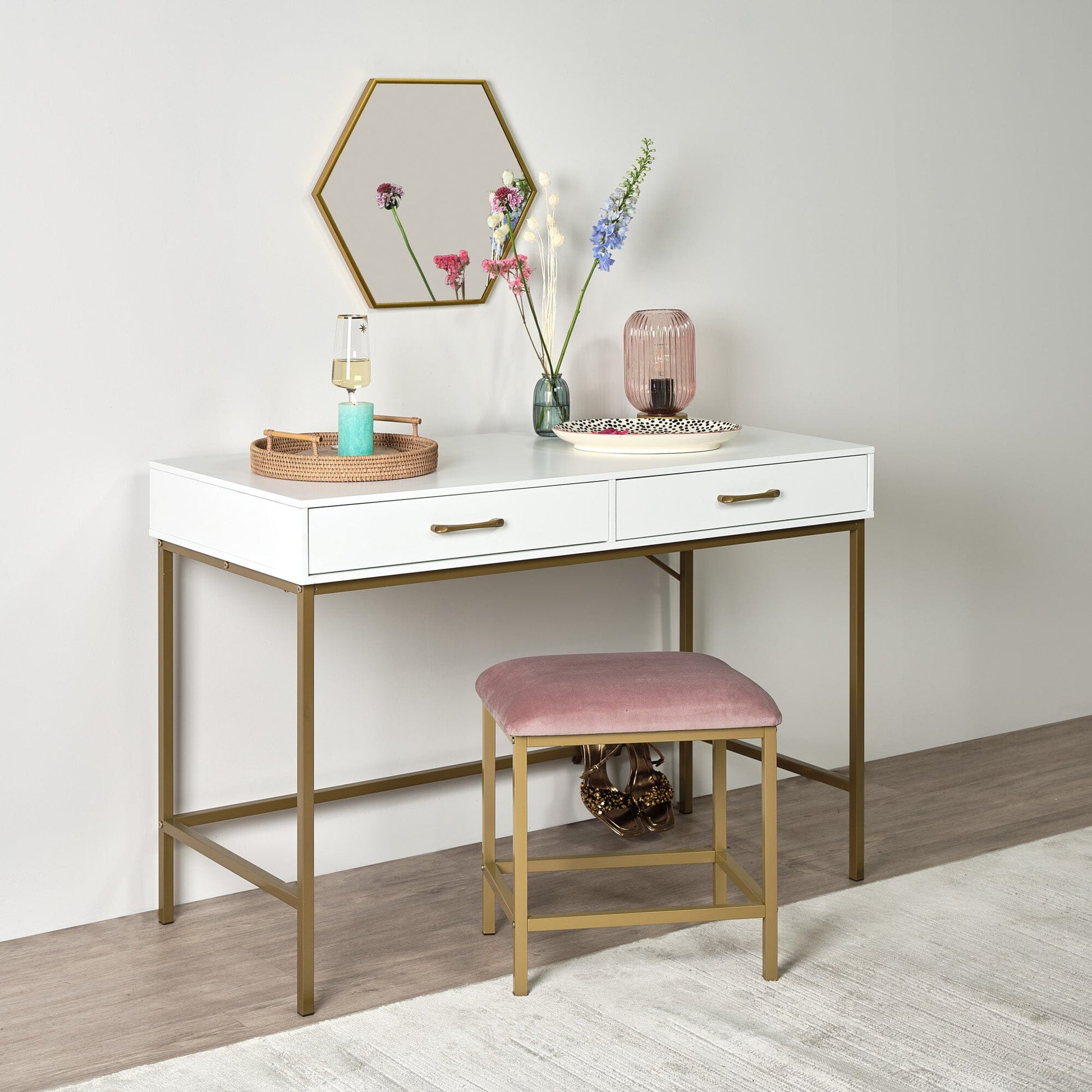 Marie dressing table stool - pink