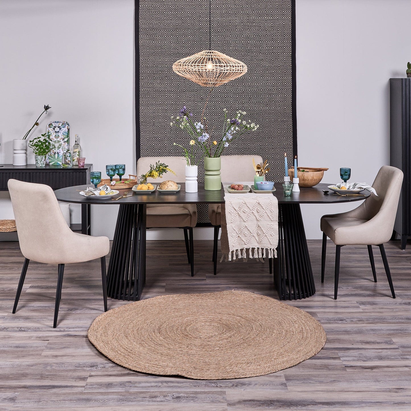 Willow Oval Dining Table Stained Black