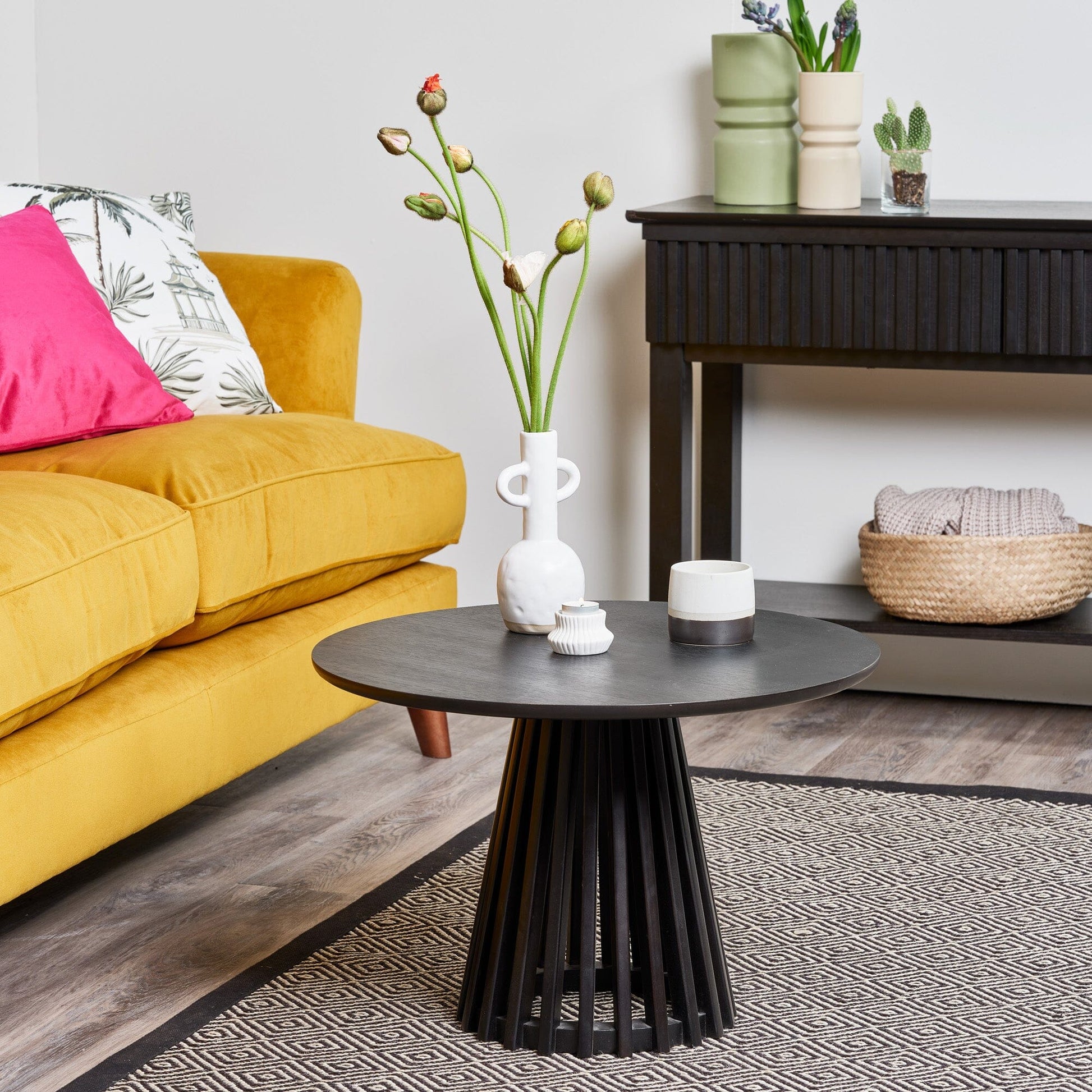 Willow Black Round Coffee Table by Laura James