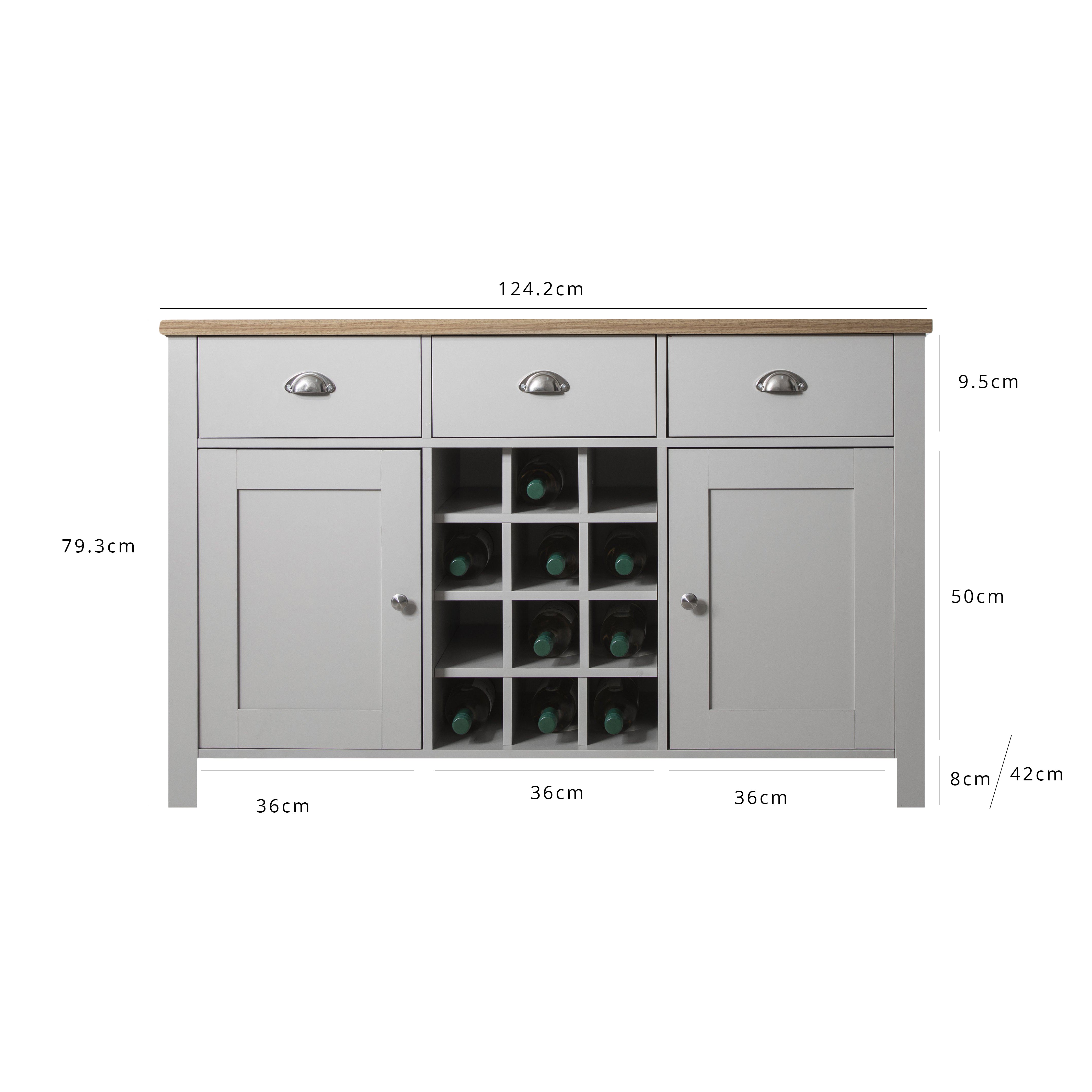 Bampton grey sideboard with wine online rack