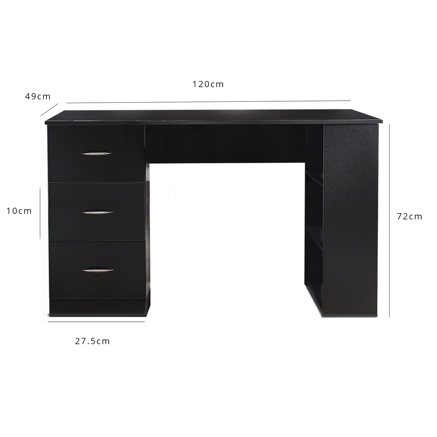 Essie black desk with drawers