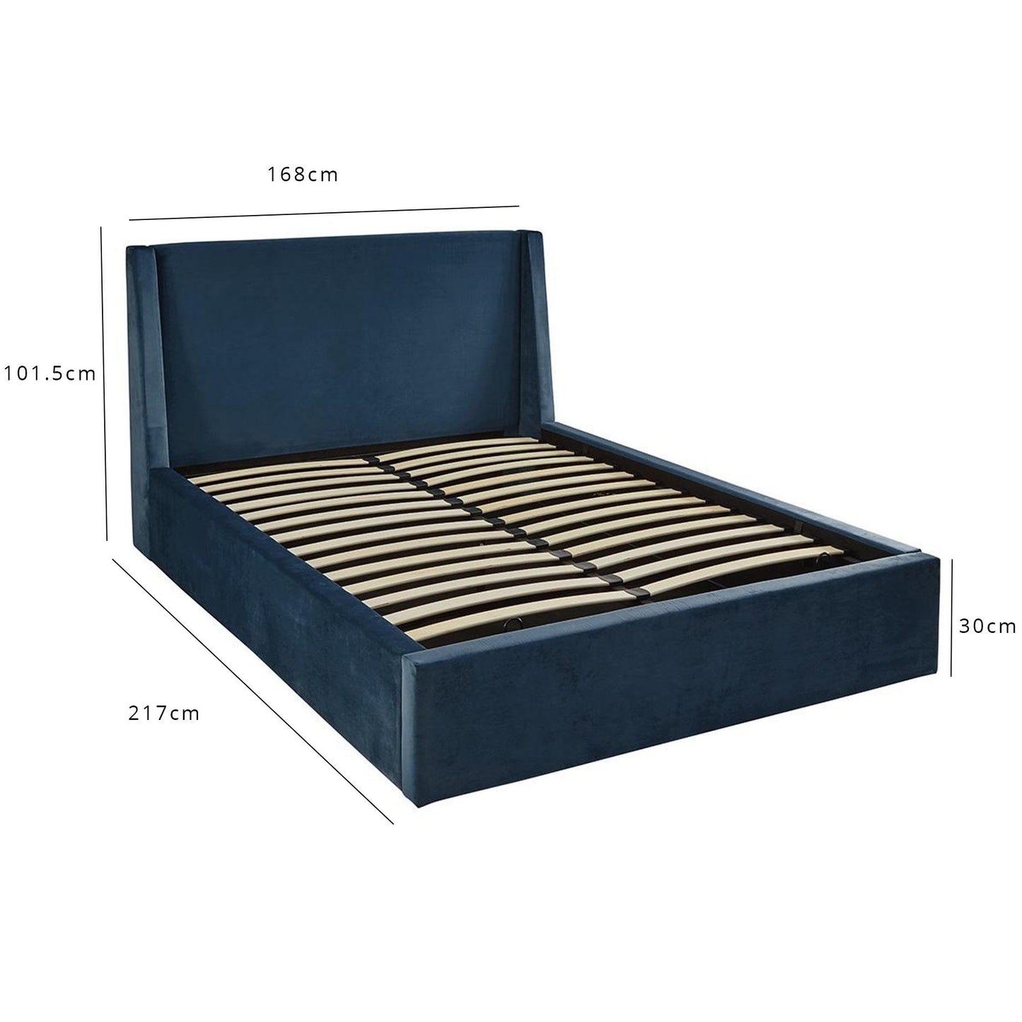 Otto King Size Ottoman Bed and Mattress Set - Royal Blue Velvet