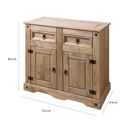 Wooden Sideboard - Solid Wood - 2 Drawers - Laura James