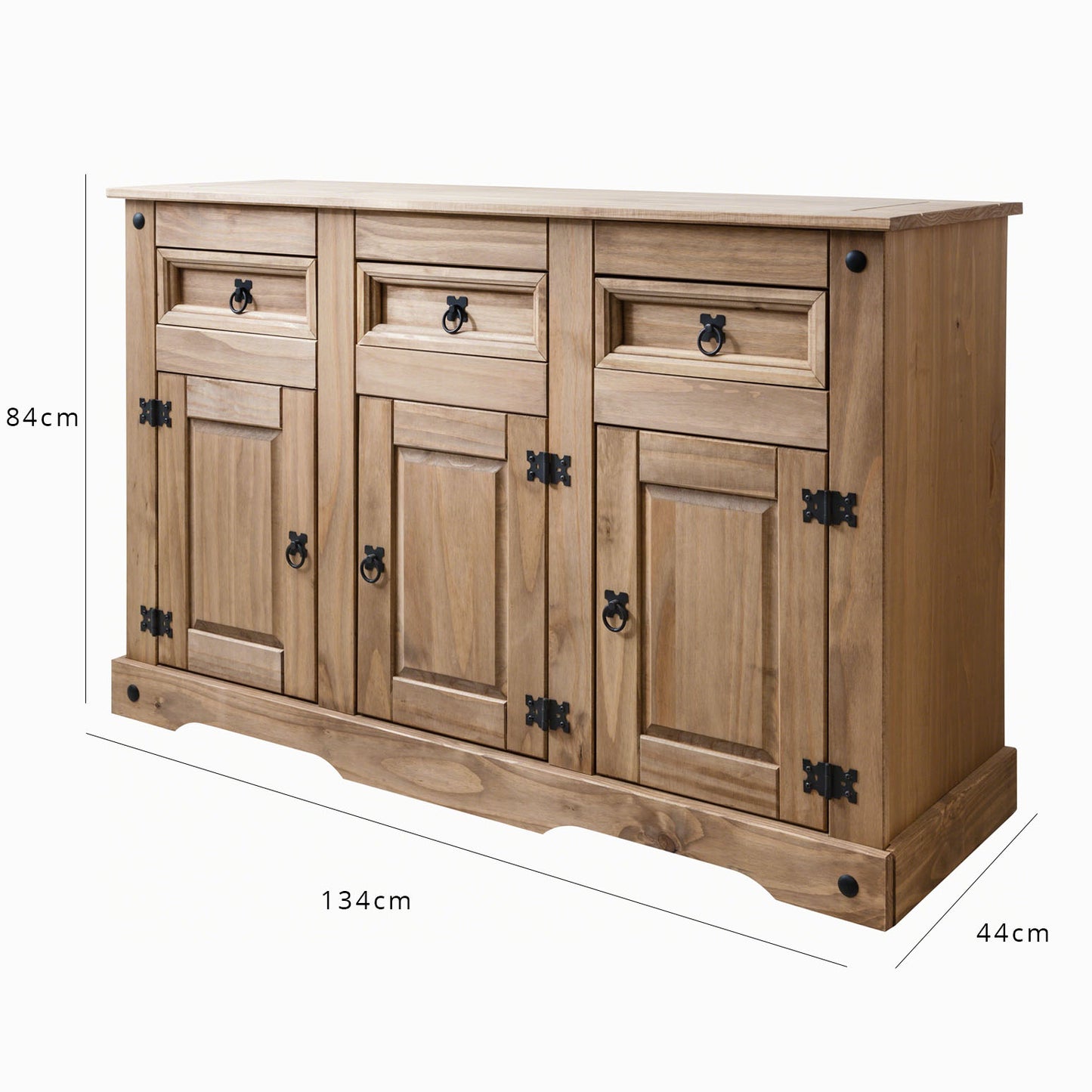 Sideboard - 3 Drawers 3 Doors - Solid Wood