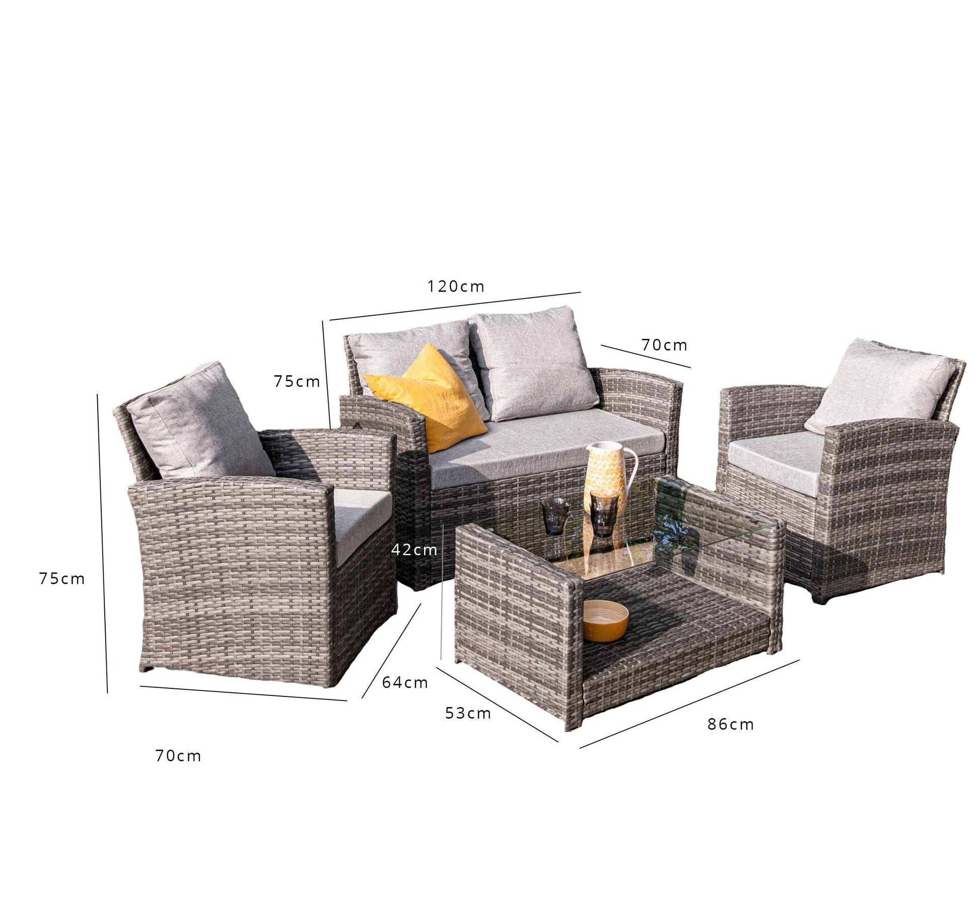 Rattan Garden Sofa Set - 4 Seater - Grey Weave - In Stock Date - 17th July 2020 - Laura James