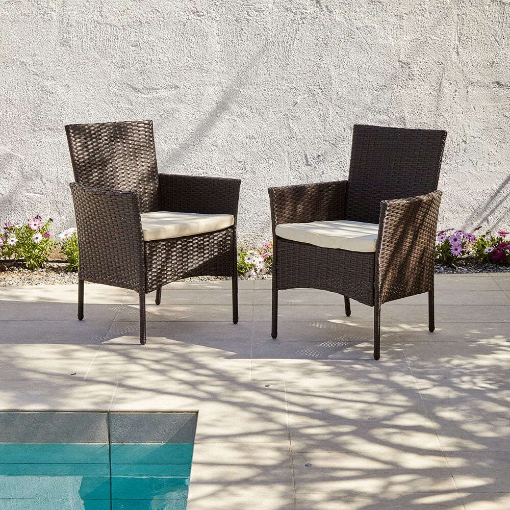 Outdoor Dining Chairs - Set Of 2 - Brown Rattan ??? Laura James Ireland