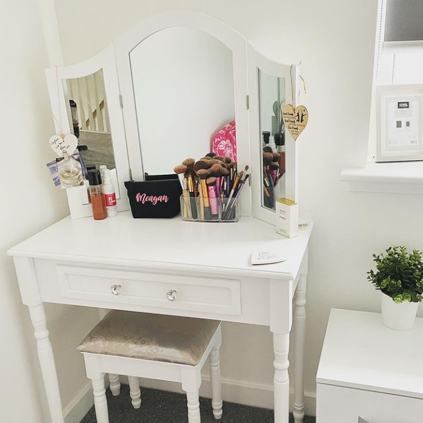 Sienna Dressing Table, Stool & Mirror Set - White Painted