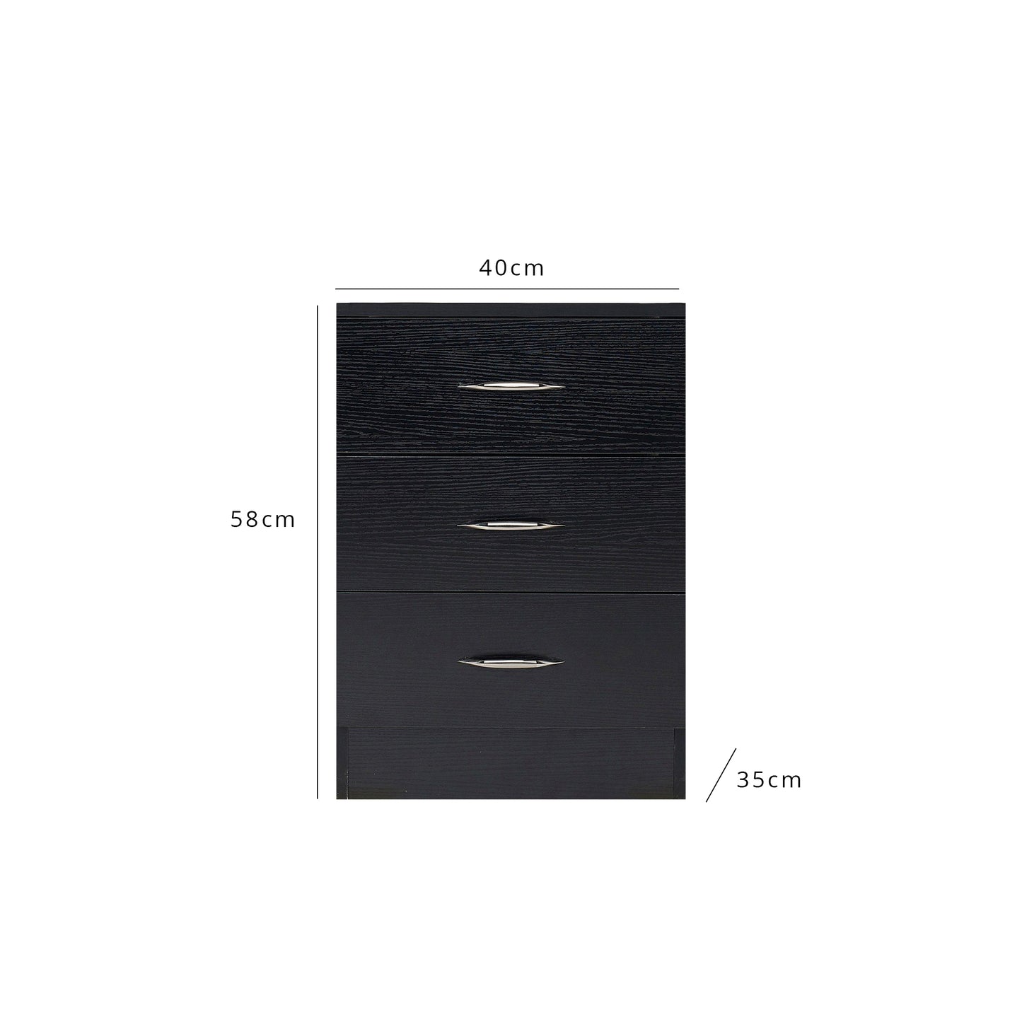 Essie 3 drawer bedside table - black