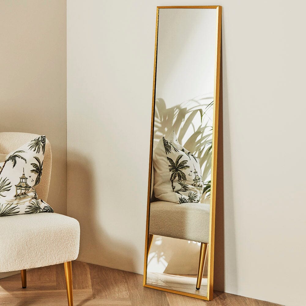 Hensall 140x40cm Metal Rectangular Mirror - Gold