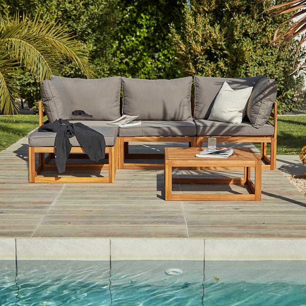 Rowan Seater Wooden Garden Sofa Set With Footstool and Coffee